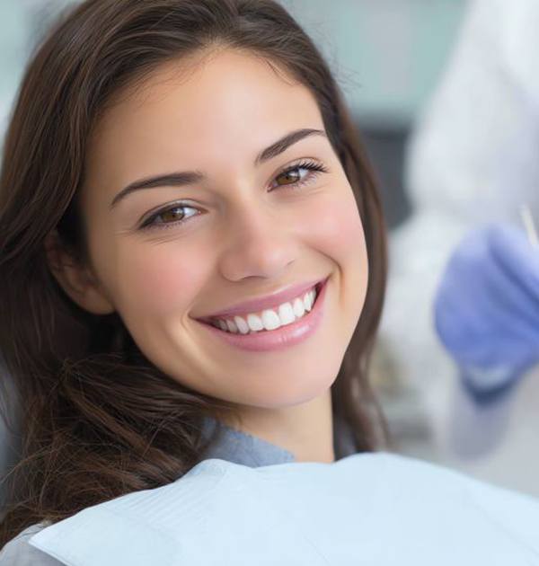 Close-up portrait of happy dental patient