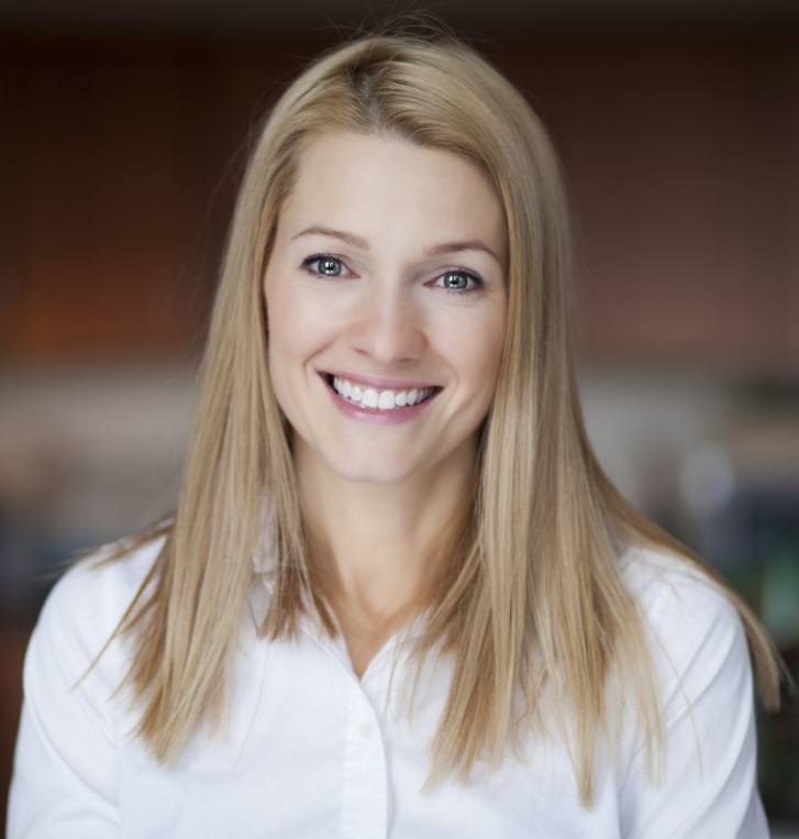 Blonde woman smiling