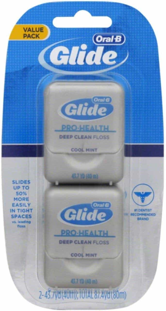 Package of Oral B Glide dental floss