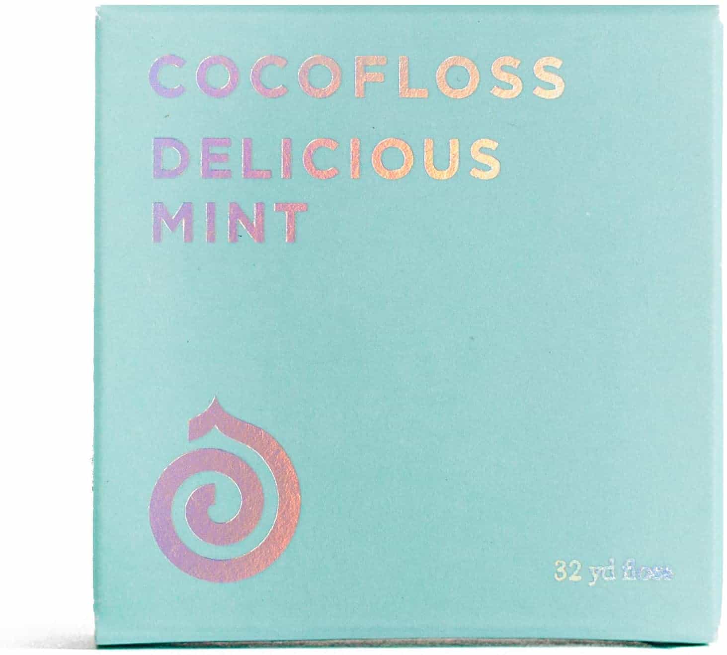 Box that reads Coco Floss Delicious Mint