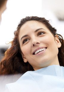 woman smiling in dental chair