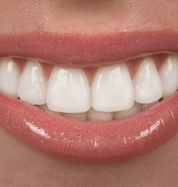 Close up of flawless teeth after a smile makeover in Hillsboro