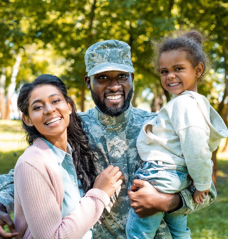 soldier smiling with family 