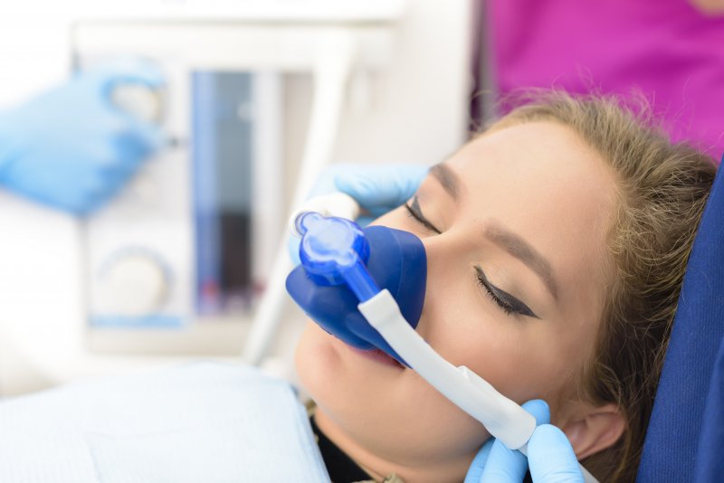 Woman being administered nitrous oxide