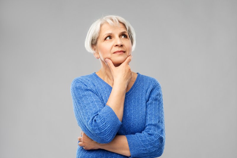 Woman has questioning expression